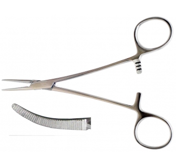 Затискач кровозупинний Халстед-Москіт, вертикально-зігнутий, 180 мм, робоча частина 37 мм Bio Tules Impex BTS-9-119.6